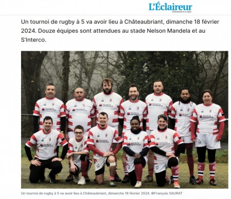 Article de l'Eclaireur du 12 février 2024- Un tournois de rugby à 5 avec 12 équipes 