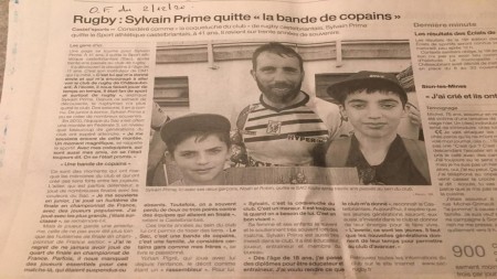 Article Ouest France: Sylvain quitte la bande de copains !